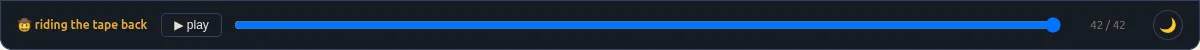 The replay control bar after playing an audit run through to the end: a play button, a fully-advanced scrub bar, the position label “45 / 45”, a 1x speed selector, and an exit-replay button